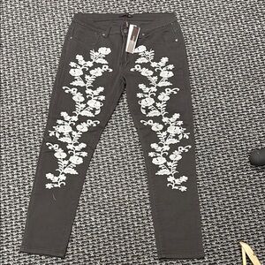 Embroidered Black Jeans